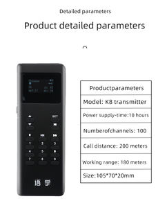 Système de traduction sans fil Yingmi K8, portée de 200 m, résistant à l'eau IPX-1, garantie à vie, certifié CE, guide touristique tout-en-un - Product Image 5