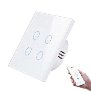EU / UK tiêu chuẩn Tempered Glass Bảng điều chỉnh tuya cuộc sống thông minh Wifi tự động hóa nhà 4 gang chuyển đổi/Wifi Cảm ứng chuyển đổi với ổ cắm - Product Image 1