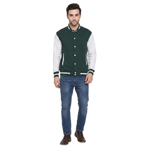 Custom Logo Front Stand Collar <b>Men's</b> Varsity Bomber Baseball <b>Jackets</b> 100% Cotton Winter Hip Hop Windbreaker - Product Image 1