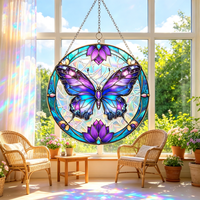 Attrape-soleil en peinture acrylique, design traditionnel, papillon arc-en-ciel, décoration intérieure, ornement de balcon d'été, 10 pouces