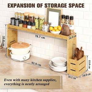 Scaffale da <span class=keywords><strong>Cucina</strong></span> in Bambù Resistente da 32 Pollici per Spezie, con Finitura Anti-umidità, Ideale per Chef Professionisti - Product Image 2