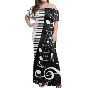POD Dropshipping <span class=keywords><strong>vestidos</strong></span> <span class=keywords><strong>de</strong></span> verano para mujer llave <span class=keywords><strong>de</strong></span> Piano con nota musical fuera del hombro elegante vestido <span class=keywords><strong>de</strong></span> <span class=keywords><strong>fiesta</strong></span> para chicas jóvenes faldas personalizadas - Product Image 1