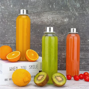 Botella de Agua de Vidrio Transparente Minimalista, Tendencia Viral, Tapa de Acero Inoxidable SUS304 a Prueba de Fugas, Recipiente Portátil para Bebidas y Smoothies para el Hogar - Product Image 2