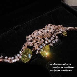 Ý cổ điển Cheetah nước thả đá quý Vòng đeo tay thời trang chuỗi vòng đeo tay với chủ yếu là vật liệu đồng thau và Zircon chuỗi - Product Image 5