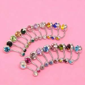 Clous de <span class=keywords><strong>piercing</strong></span> pour <span class=keywords><strong>nombril</strong></span> à double pression bon marché, pierres Belez, vente en gros d'usine, acier inoxydable, couleurs de pierres, bijoux pour le corps - Product Image 4