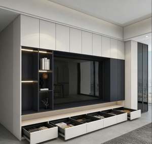 Luxury <b>High</b> <b>TV</b> Cabinet Living Room Furniture Integrated Rock Board Solid Wood Design Modern Style Eco-Friendly for Bedroom Whole - Product Image 4