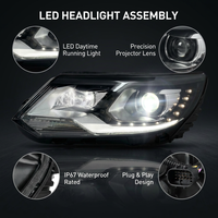 Bloc optique avant Full LED HXFG pour VW Tiguan 2013-2016 avec feux de jour DRL et clignotants améliorés pour Volkswagen