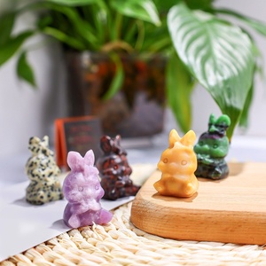 Figurines Lapin en Zoisite et Lepidolite avec Rubis Naturel, Matériaux Mixtes, Décoration de Table, Cadeaux Parfaits pour les Fêtes et Anniversaires (Vente en Gros) - Product Image 5