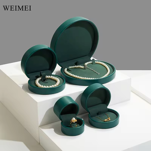 WEIMEI élégant vert foncé forme ronde boîte à bijoux logo personnalisé boîte à bague collier bracelet bijoux boîte d'emballage - Product Image 2