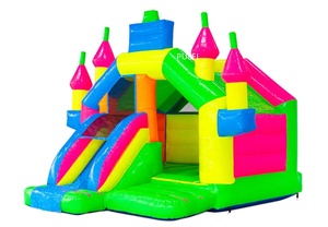 <span class=keywords><strong>Castillo</strong></span> Inflable Fluorescente Colorido con Tobogán, Parque de Trampolines Comercial para Niños, Casa de Brinco de PVC Reforzado, <span class=keywords><strong>Castillo</strong></span> Inflable - Product Image 1