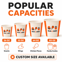 Seau à poulet frit jetable en papier de qualité alimentaire avec couvercle, personnalisable avec logo, pour vente en gros