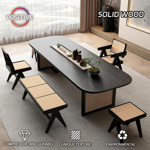 Minimalismo moderno Rattan Design angolo arrotondato creativo rettangolare Home Office tavolo <span class=keywords><strong>da</strong></span> <span class=keywords><strong>pranzo</strong></span> YP-T012 - Product Image 2