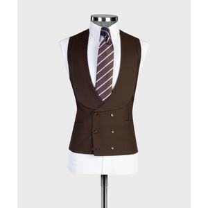 <span class=keywords><strong>Costume</strong></span> personnalisé en <span class=keywords><strong>chocolat</strong></span> à revers et demi-toile à simple boutonnage pour hommes, 3 pièces, blazer, <span class=keywords><strong>gilet</strong></span>, pantalon, <span class=keywords><strong>costume</strong></span> d'affaires formel - Product Image 3