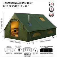 Grande tente de camping familiale gonflable de luxe portable quatre saisons, double couche Oxford 300D, imperméable, résistante aux UV, installation rapide en extérieur