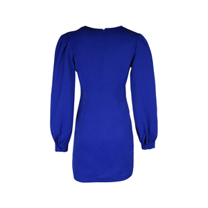 Abito a <span class=keywords><strong>maniche</strong></span> <span class=keywords><strong>lunghe</strong></span> scollo a V profondo in raso tinta unita a vita alta traspirante e modellante, modello 2025 di tendenza - Product Image 5