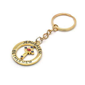 Llavero de Jerusalén y Belén, Colgante Redondo de Latón, Anillo Giratorio para Llaves, Joyería de Regalo - Product Image 1