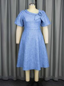 Vestido Midi de Jacquard Elegante con Cintura Natural para Mujer, Estilo Vintage, con Solapa Floral de Lujo, para Fiesta o Graduación, Nueva Llegada - Product Image 6