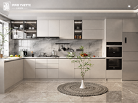 OEM Luxus Modulare Küchenschränke Glas/Acryl Kunstgranit-Arbeitsplatte Anpassbare Größe Farbe-B2B für Bauunternehmer