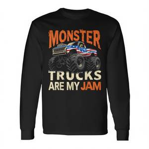 Monster Trucks Are My Jam Usa Flag - Camiseta americana de manga larga - Product Image 2
