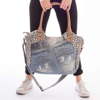 Sac fourre-tout en jean vintage personnalisé pour femme, sac bandoulière en denim tendance, sac à main en jean populaire