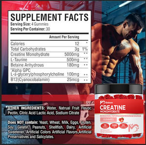 Venta al por mayor Etiqueta Privada <span class=keywords><strong>natural</strong></span> pre-entrenamiento crecimiento muscular 5000mg osos creatina monohidrato suplementos gomoso para mujeres y hombres - Product Image 3