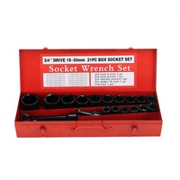 Jeu de clés à douilles de 21 pièces, 3/4 pouce, phosphaté, acier 45, boîte en fer, multifonction, boîte à outils de réparation automobile