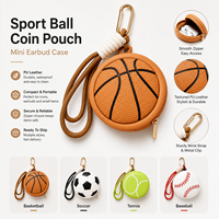 Schattig PVC sportbalvormig muntportemonnee sleutelhanger mini portemonnee oordopjes opbergtasje hanger sleutelring hangende charme cadeau feest dagelijks