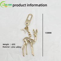 Llavero metálico Premium Perception Elegante con diseño de ciervo en 3D, color oro claro, para colgar en la bolsa, recuerdo, regalo corporativo