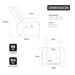 <span class=keywords><strong>Fauteuil</strong></span> de massage électrique multifonctionnel moderne, inclinable et chauffant, avec télécommande et vibrations, en chenille, pour salon - Product Image 5