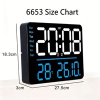 Jam Dinding Multifungsi Jam Ruang Tamu LED Minimalis Jam Ukuran Besar Pengukur Suhu dan Kelembapan Jam Elektronik