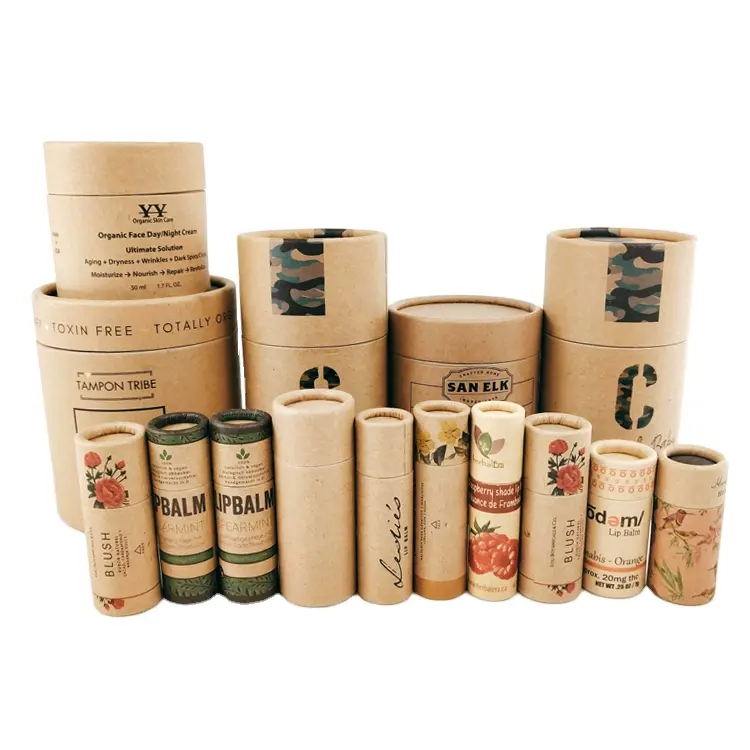 Custom eco friendly carton round kraft cylinder box empty biodegradable craft cardboard packaging paper tubes