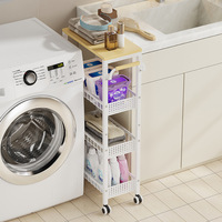 Étagère de rangement roulante en métal avec plateau en bois rustique, unité d'étagérage multi-niveaux pour la cuisine, la salle de bain, l'organisation domestique