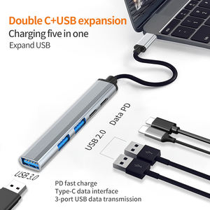 Concentrador de red USB 5 en 1 para ordenadores portátiles, concentrador de extensión USB tipo C 3,0, 2,0, 3,1, multipuerto, divisor PD65W, Hub DE DATOS USB C - Product Image 3