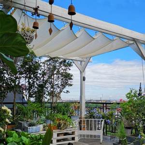 95% blanc <span class=keywords><strong>ombrage</strong></span> HDPE UV bloc maison jardin télescopique vague pare-soleil filet piscine Pergola auvent tente couverture solaire - Product Image 2