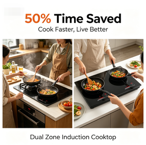 Table de cuisson <span class=keywords><strong>à</strong></span> induction double onduleur 4000W 220V avec commande tactile coulissante, encastrable, minuterie indépendante, verrouillage enfant, en vitrocéramique - Product Image 2