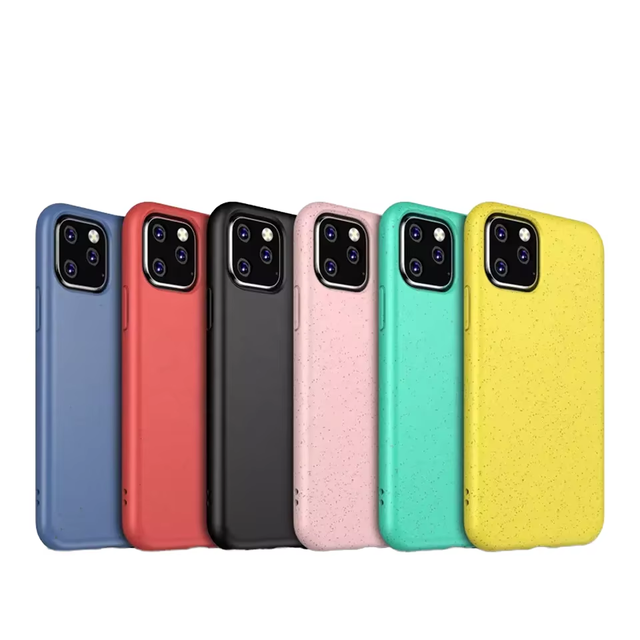 Eco-Friendly Wheat Straw for 13/14/15/16/17 Phone Case Recycled Degradable 360 Protection Shockproof Pure Color Design