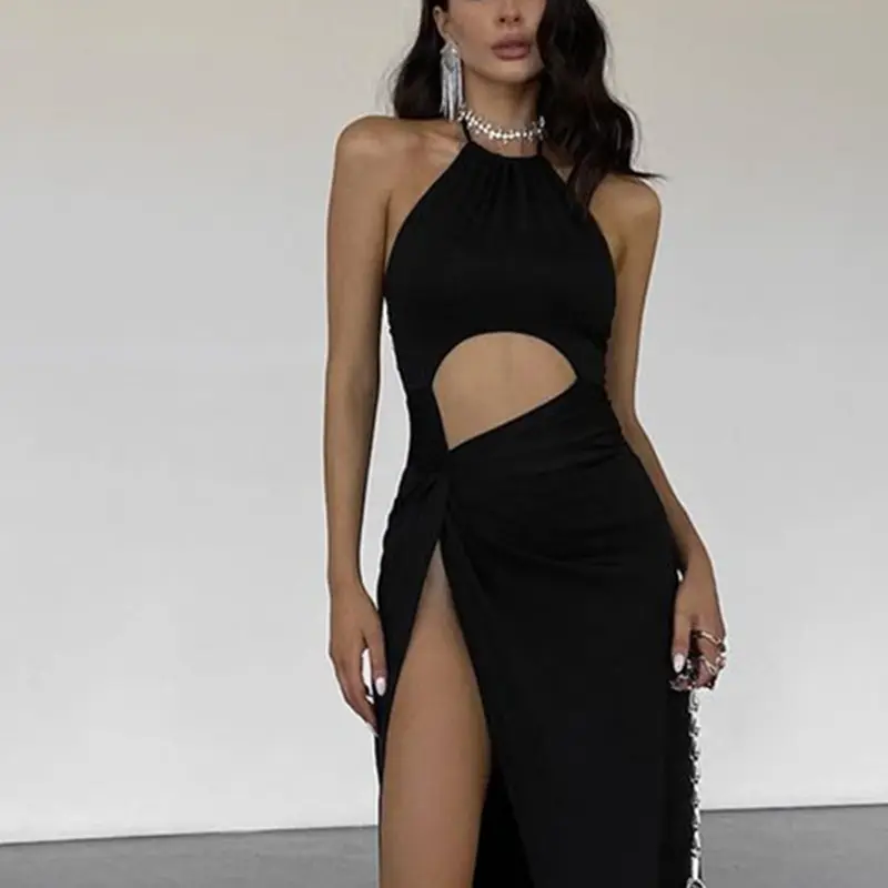 Yingchao 2023 высококачественное сексуальное модное платье макси с открытой спиной дизайнерское длинное облегающее женское платье с разрезом на шнуровке для вечеринки