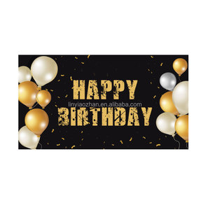 110*180cm noir or étanche Polyester bannière drapeaux 30e 40e 50e joyeux <span class=keywords><strong>anniversaire</strong></span> fête fournitures bienvenue porche signe - Product Image 3