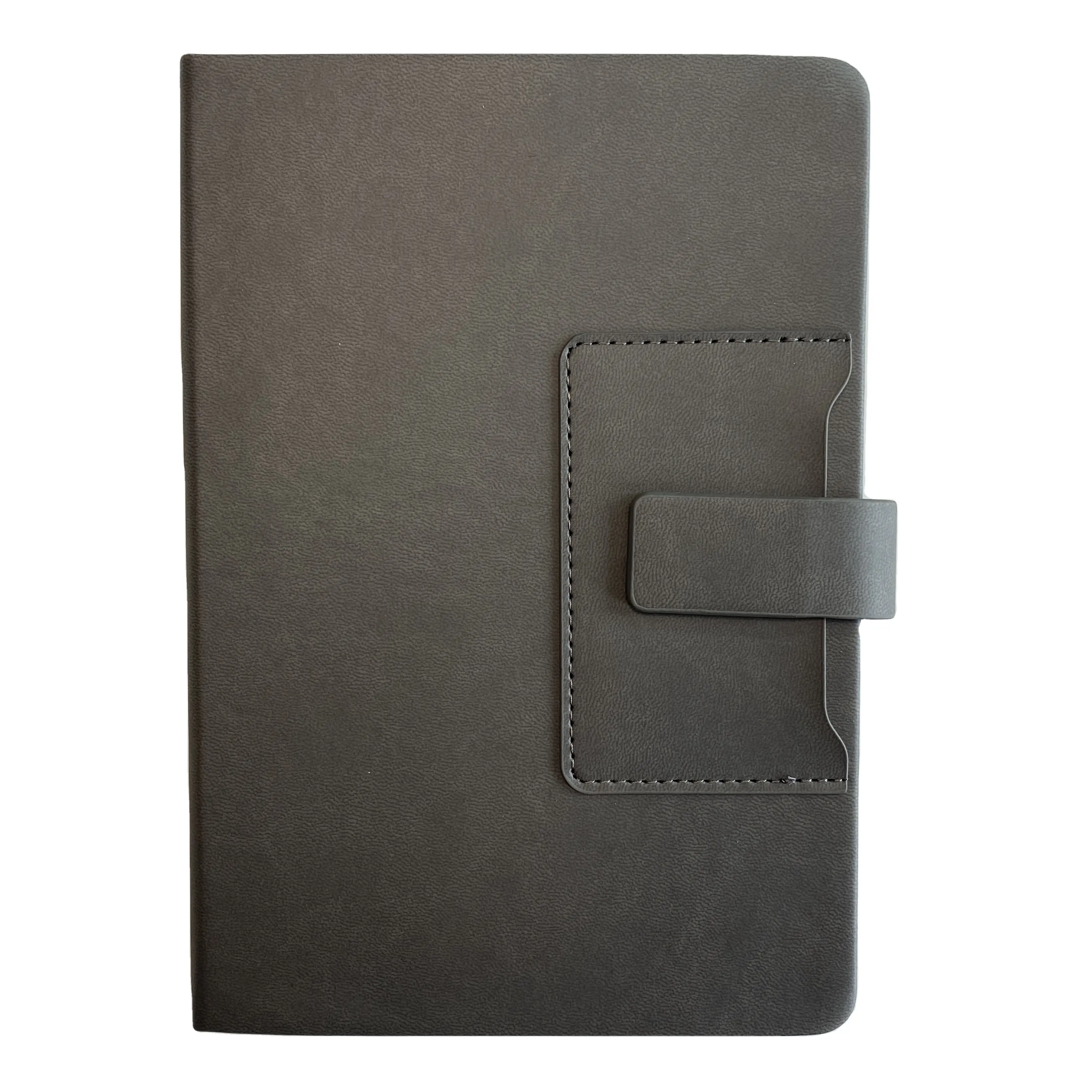 A5 grosir Notebook sampul keras PU kustom dengan slot kartu bisnis depan dan penutup belakang saku dalam