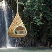 Fábrica de alta calidad Patio de ratán Muebles de Jardín mimbre Nido de Pájaro en forma de sofá cama al aire libre tumbona cama de día