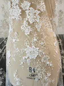 <span class=keywords><strong>ผ้า</strong></span>ตาข่ายสีขาวลายปักเลื่อมทำมือสำหรับชุดแต่งงานฤดูร้อนใหม่ - Product Image 2