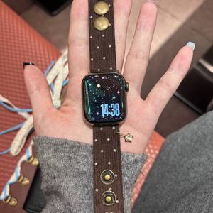 Correa de reloj de lujo con botón de pana y dije de estrella para Apple Watch 10 9 8 SE 7 6, banda de moda con hebilla de aleación a presión - Product Image 6