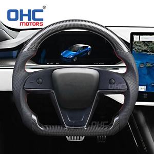 พวงมาลัยเหมาะสำหรับ <span class=keywords><strong>Tesla</strong></span> รุ่น <span class=keywords><strong>S</strong></span> 2021 <span class=keywords><strong>2022</strong></span> Yoke Plaid Leather รุ่น <span class=keywords><strong>S</strong></span> พวงมาลัยคาร์บอนไฟเบอร์ ohc มอเตอร์ - Product Image 4