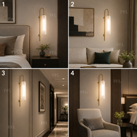 Applique murale design moderne en métal doré avec abat-jour cylindrique en verre, LED E27, pour chambre, salon, couloir, éclairage vertical intérieur