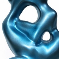 Sculpture abstraite en résine turquoise en forme de flamme, statue durable pour projets commerciaux et halls d'hôtels, commande en gros