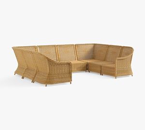 U-Shaped <b>8</b>-<b>Piece</b> Outdoor Sectional Luxury Customize Garden <b>Patio</b> Lounging Rattan Furniture - Product Image 5