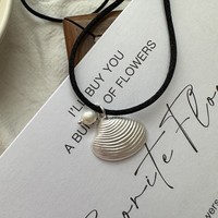 S925 argent Sterling été Style rétro Version coréenne Niche Design mat coquille noir corde collier Simple pendentif colliers