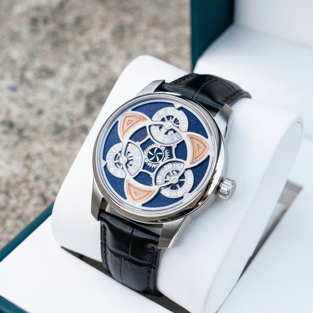 Low MOQ OEM Custom Own brand Mechanical Automatic Wandering Hour Wristwatch Luxury Stainless Steel Case Watch for Men