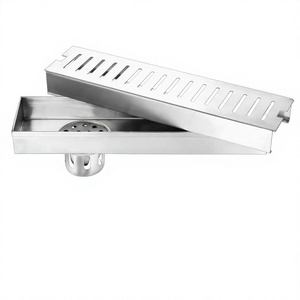 Rejilla de drenaje lineal moderna de acero inoxidable cepillado para baño - Product Image 2