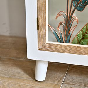 Meuble de rangement latéral avec panneau en bois et motif floral pour l'entrée, le salon ou la salle à manger, style ferme, INNOVA - Product Image 6